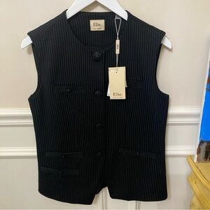 Elie Black Pinstripe Vest Sleeveless Women's Size Small NWT Button Closure